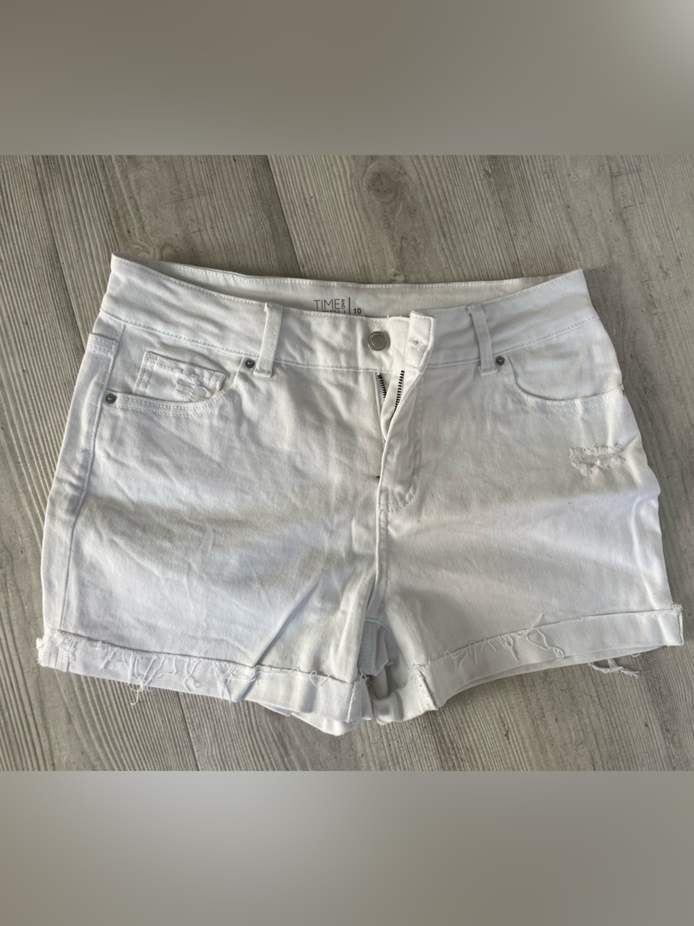 Time and Tru White Denim Cutoff Shorts
